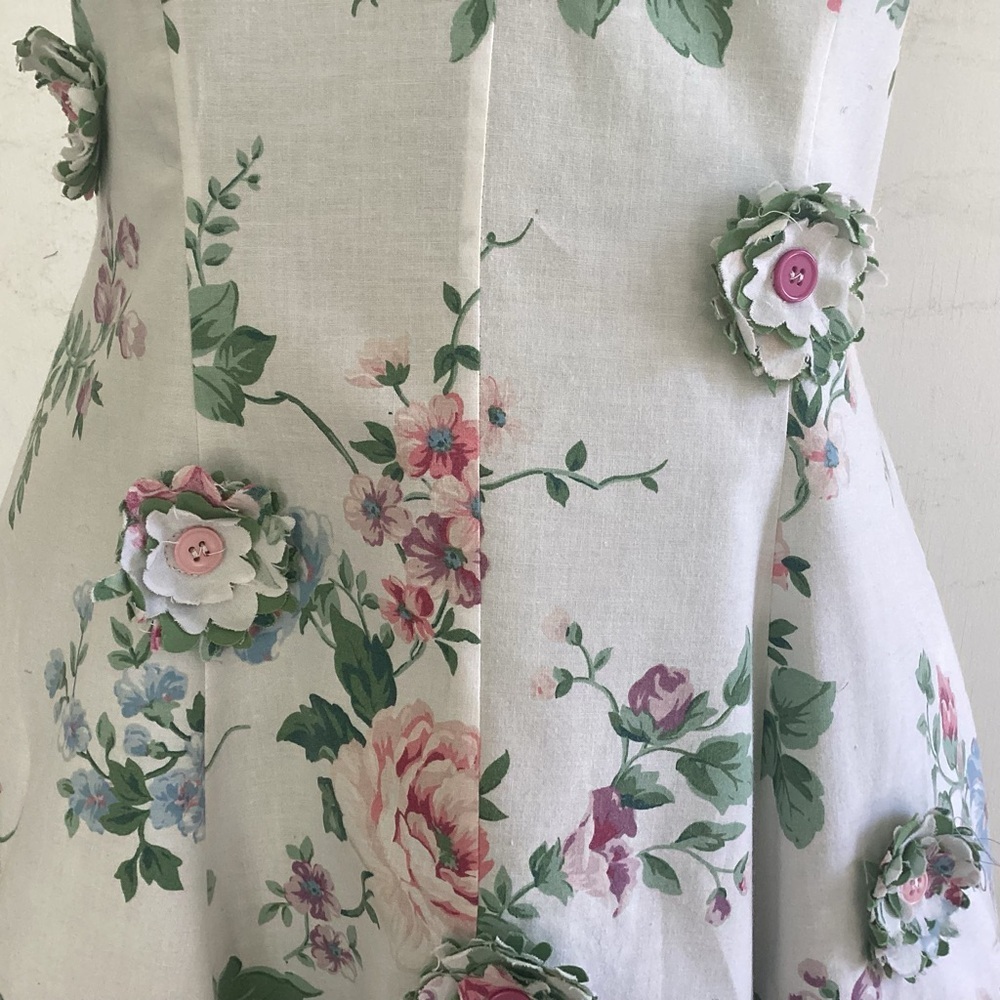 Upcycle Annie Fit/Flare Sweetheart Neckupcycled Floral Kentucky Derby Dress.L - Picture 4 of 14